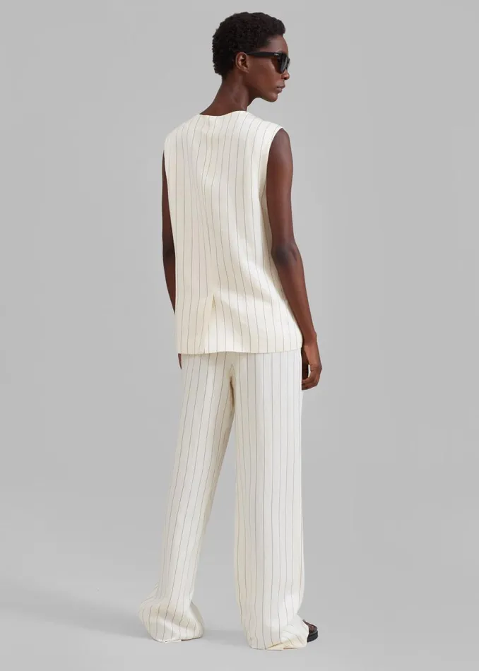 The Frankie Shop Loulou Studio Cetina Vest 8211 Striped Beige Shop Outerwear