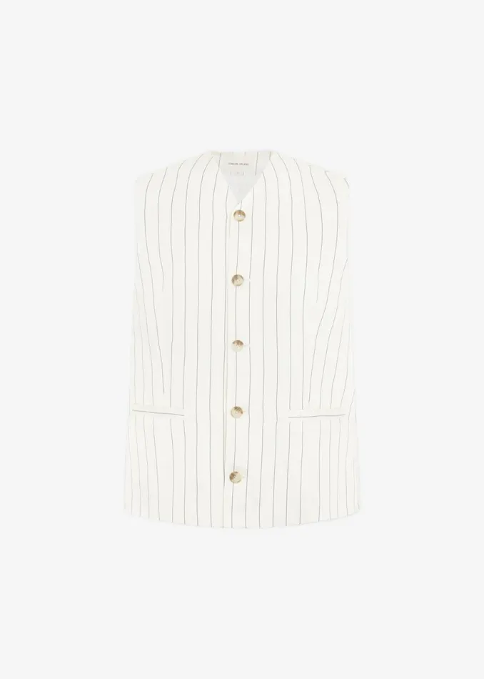 The Frankie Shop Loulou Studio Cetina Vest 8211 Striped Beige Shop Outerwear