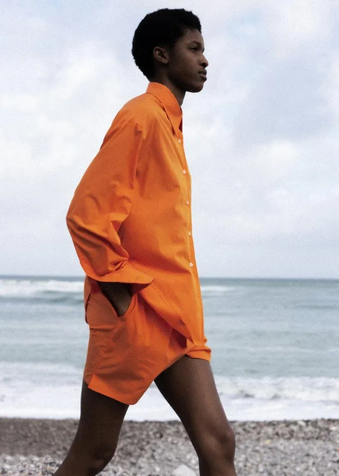 The Frankie Shop Lui Cotton Shirt 8211 Tangerine Shop Tops