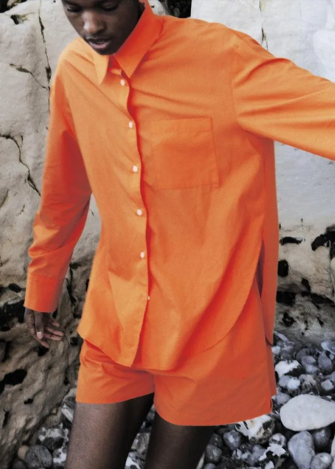 The Frankie Shop Lui Cotton Shirt 8211 Tangerine Shop Tops