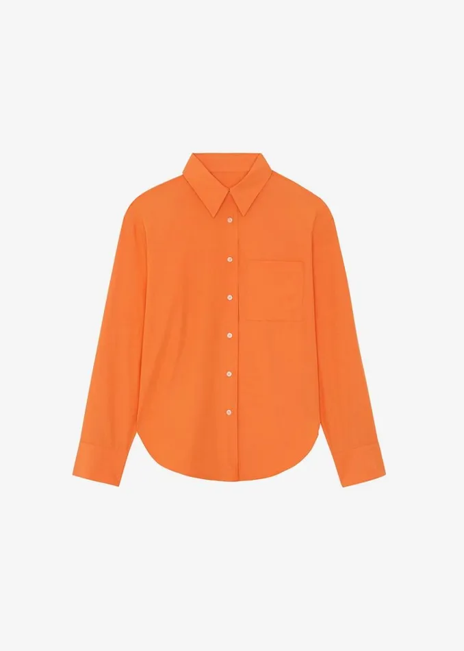 The Frankie Shop Lui Cotton Shirt 8211 Tangerine Shop Tops