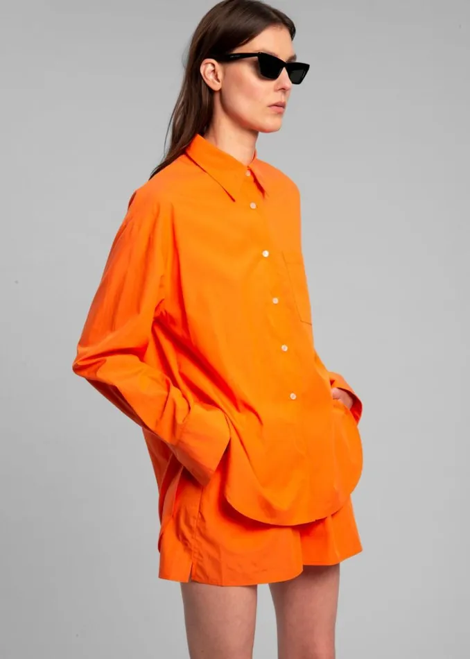 The Frankie Shop Lui Cotton Shirt 8211 Tangerine Shop Tops