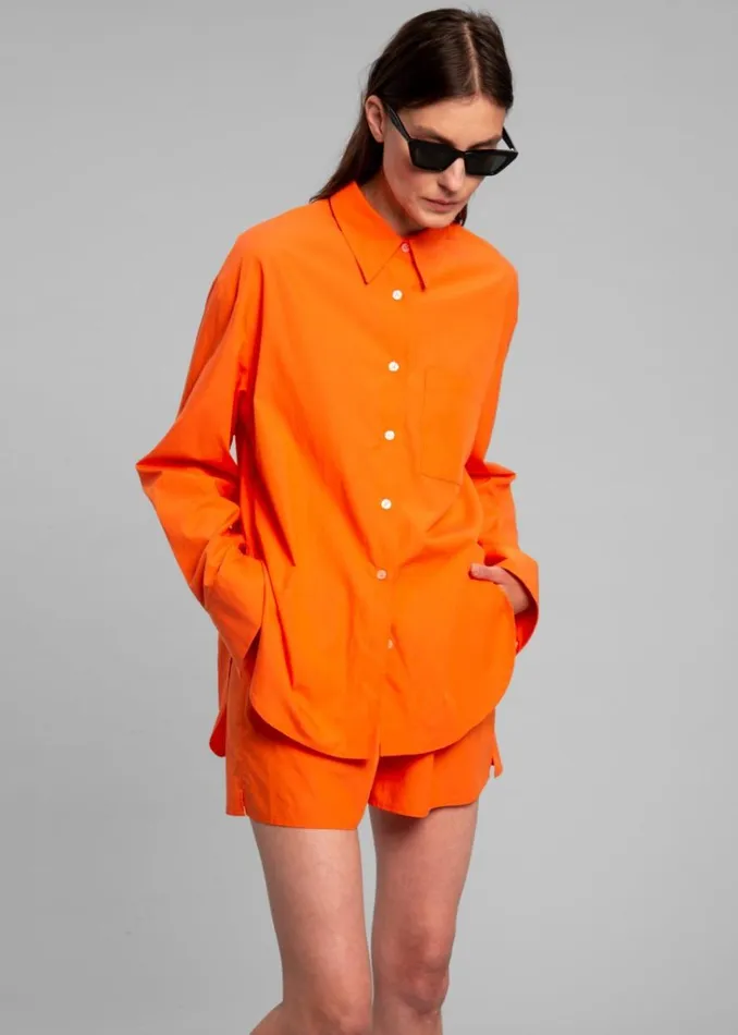 The Frankie Shop Lui Cotton Shirt 8211 Tangerine Shop Tops