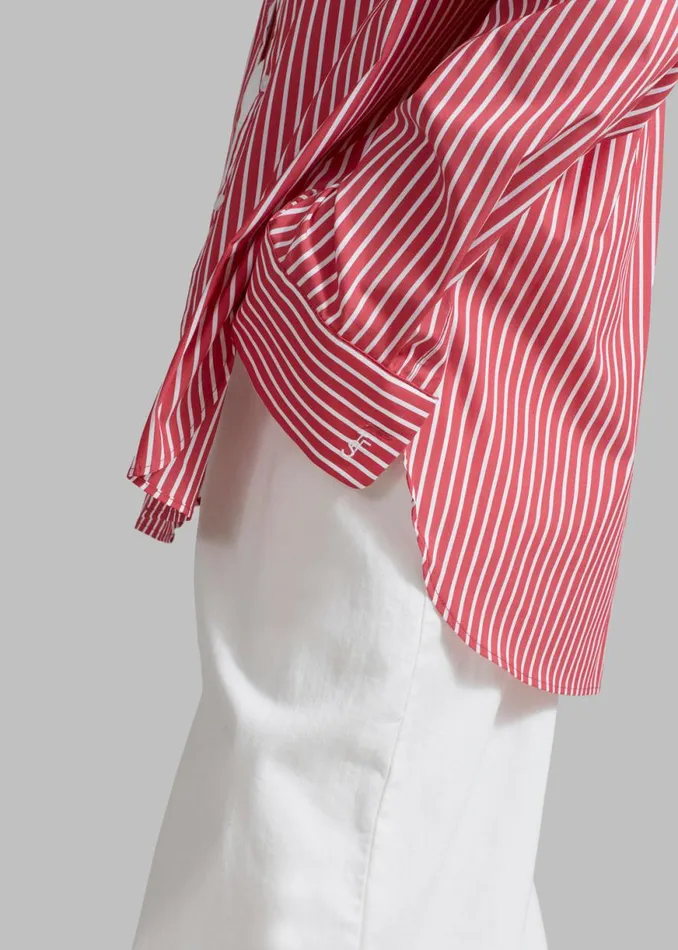 The Frankie Shop Lui Thin Stripe Shirt 8211 Red Stripe Shop Tops