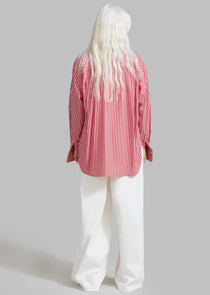 The Frankie Shop Lui Thin Stripe Shirt 8211 Red Stripe Shop Tops