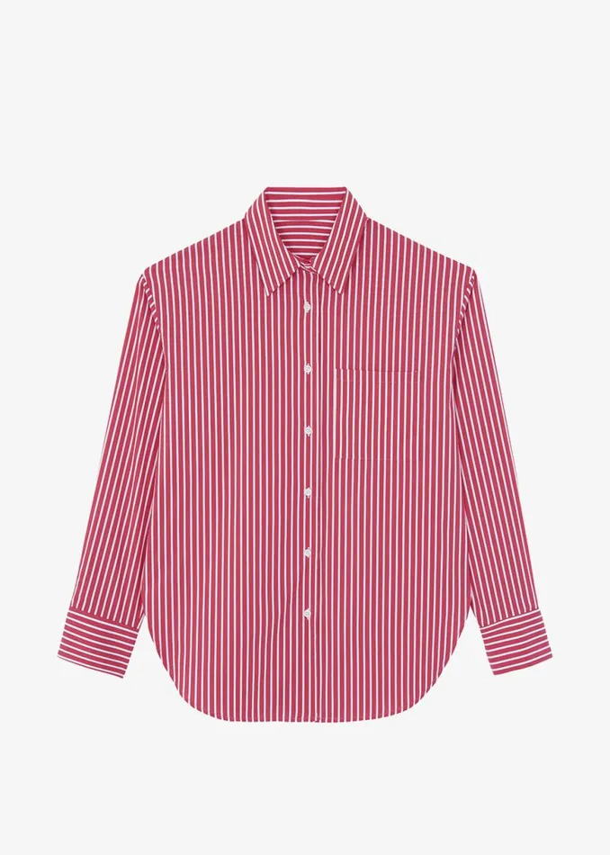 The Frankie Shop Lui Thin Stripe Shirt 8211 Red Stripe Shop Tops
