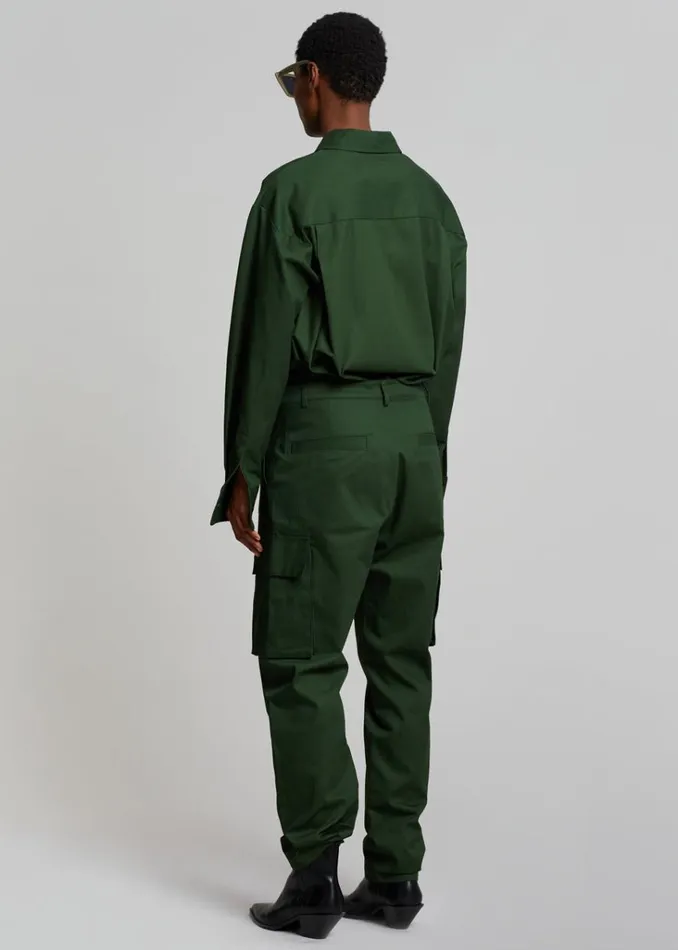 The Frankie Shop Lui Twill Overshirt 8211 Forest Green Shop Tops
