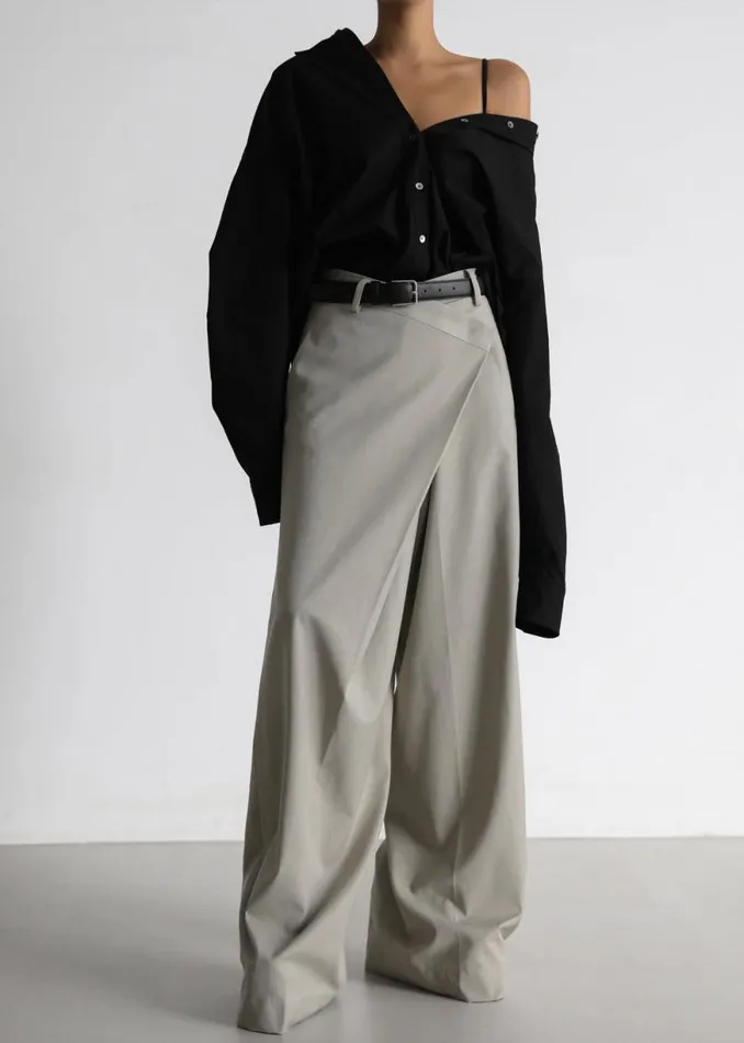 The Frankie Shop Marjorie Asymmetrical Trousers 8211 Beige Shop Clothing