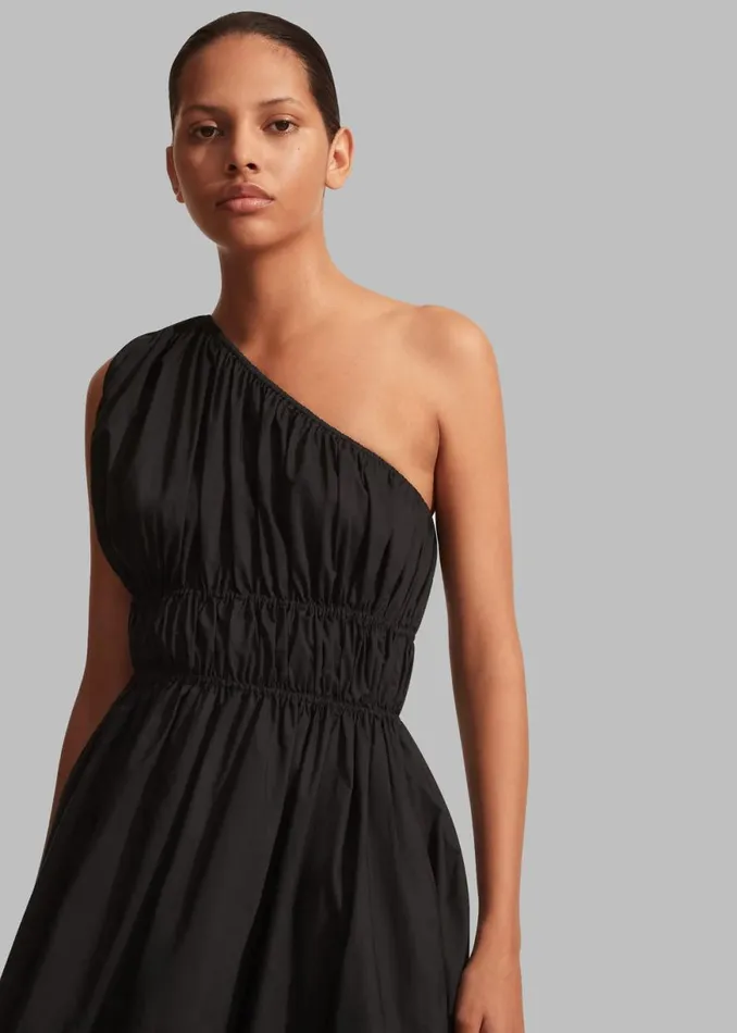 The Frankie Shop Matteau Shirred One Shoulder Mini Dress 8211 Black Shop Dresses