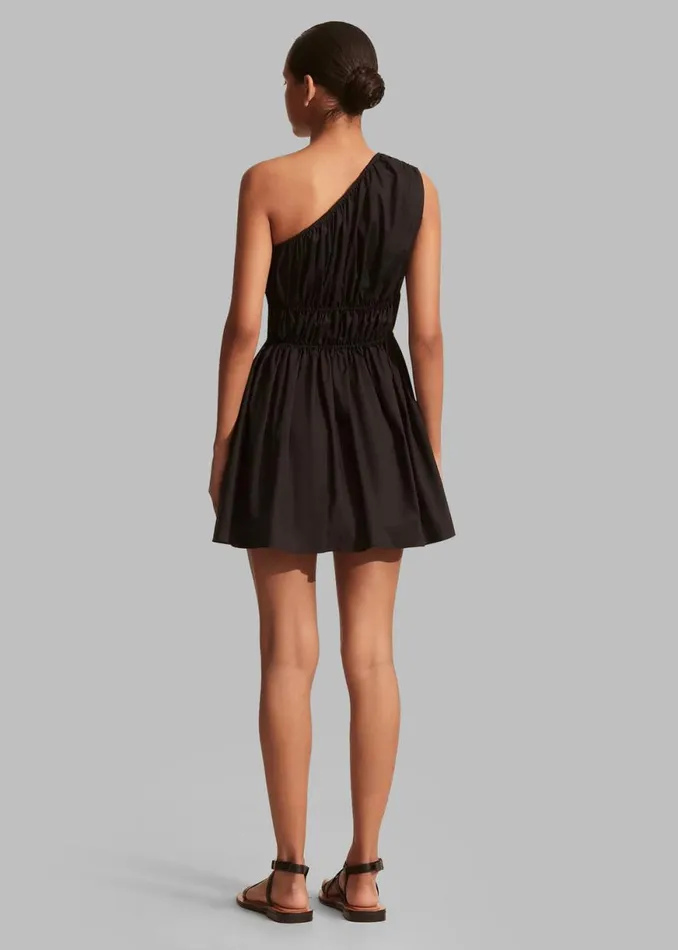 The Frankie Shop Matteau Shirred One Shoulder Mini Dress 8211 Black Shop Dresses