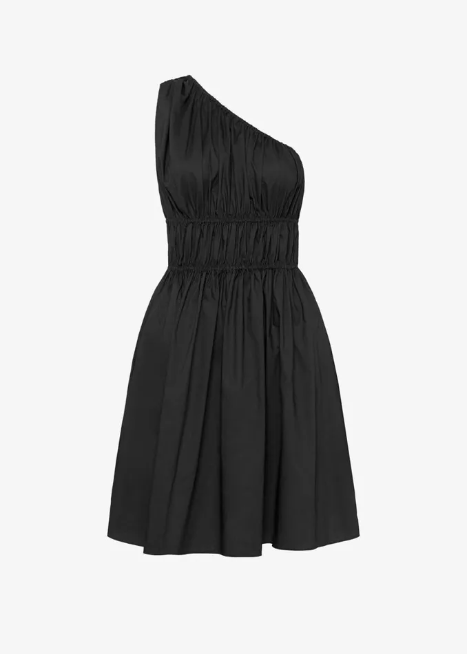 The Frankie Shop Matteau Shirred One Shoulder Mini Dress 8211 Black Shop Dresses
