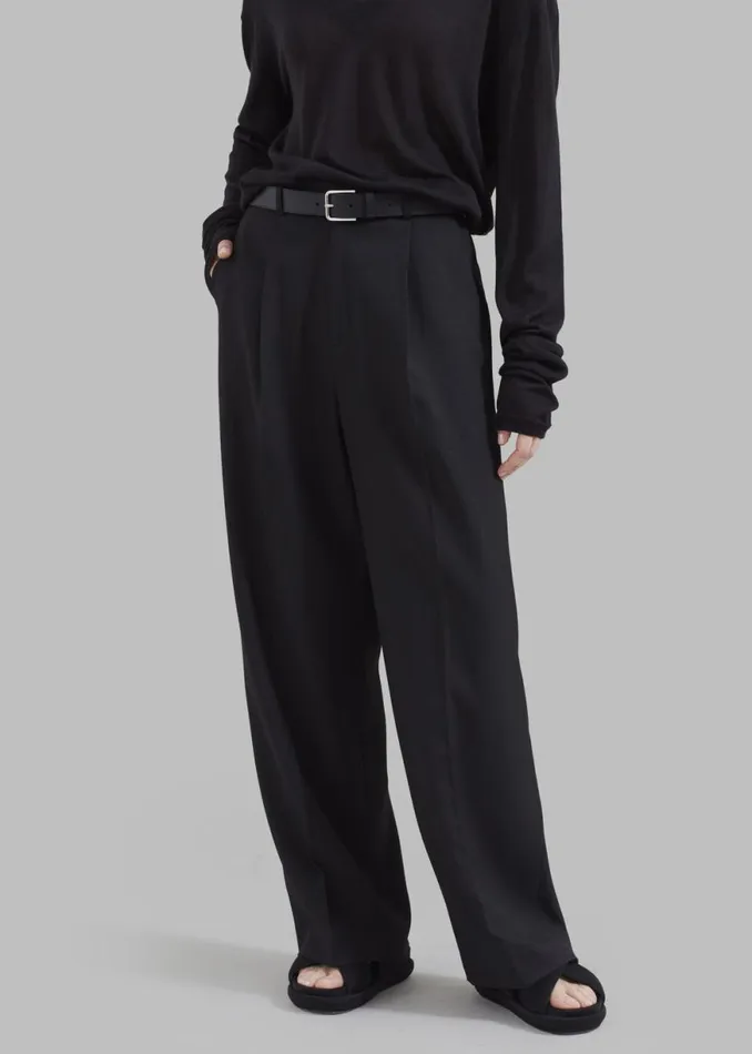 The Frankie Shop Nessi Pintuck Trousers 8211 Black Shop Bottoms