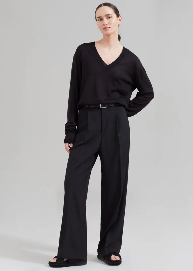 The Frankie Shop Nessi Pintuck Trousers 8211 Black Shop Bottoms