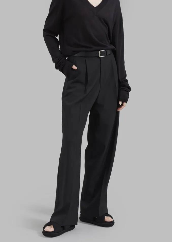 The Frankie Shop Nessi Pintuck Trousers 8211 Black Shop Bottoms