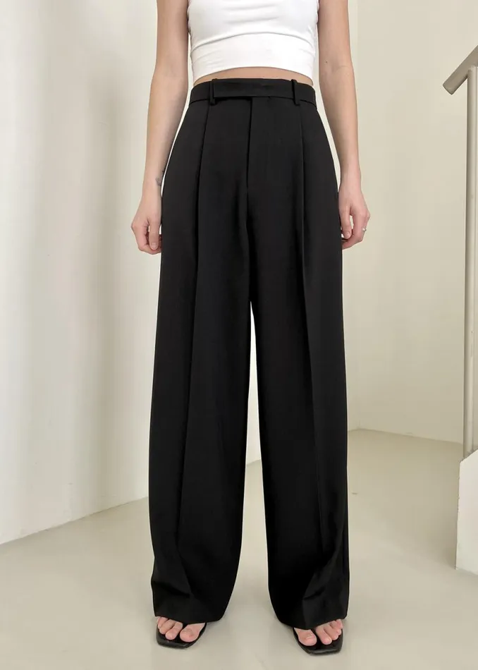 The Frankie Shop Nessi Pintuck Trousers 8211 Black Shop Bottoms