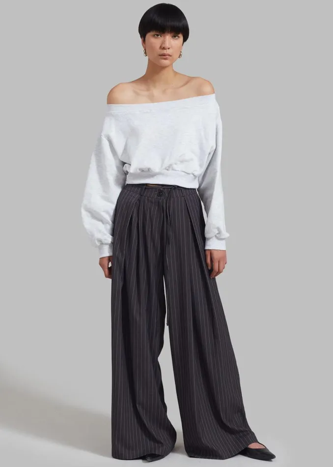 The Frankie Shop Noor Wide Pants 8211 Grey Pinstripe Shop Bottoms