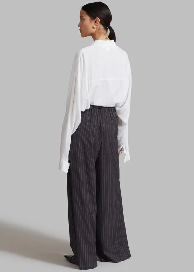 The Frankie Shop Noor Wide Pants 8211 Grey Pinstripe Shop Bottoms
