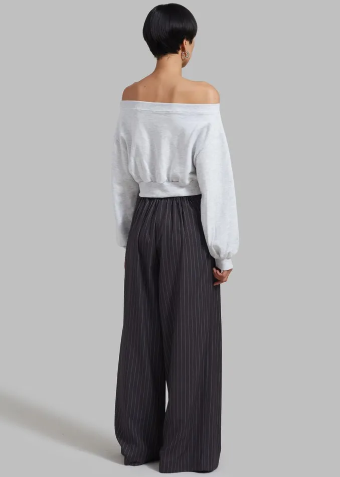 The Frankie Shop Noor Wide Pants 8211 Grey Pinstripe Shop Bottoms