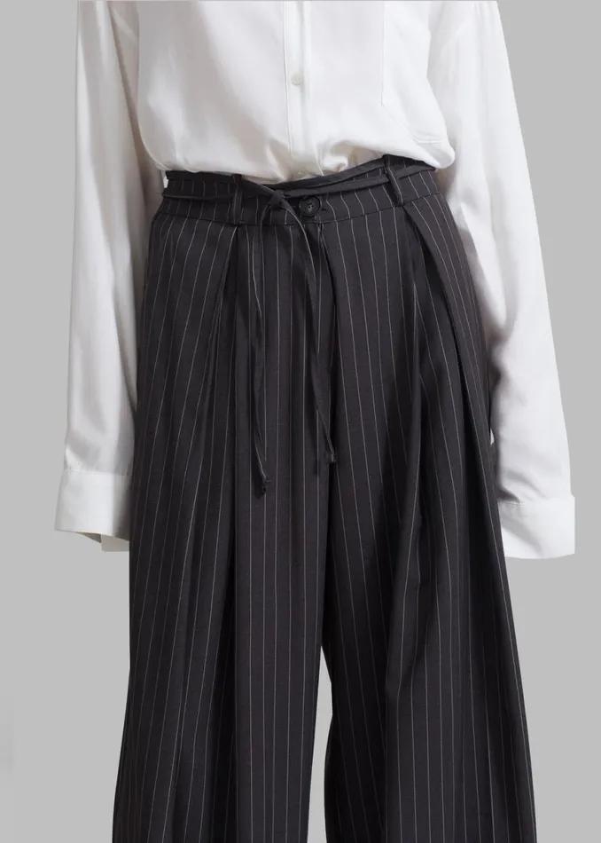 The Frankie Shop Noor Wide Pants 8211 Grey Pinstripe Shop Bottoms