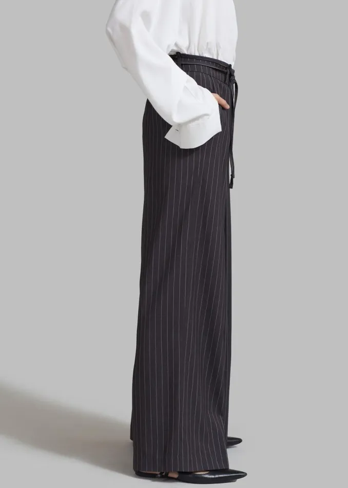 The Frankie Shop Noor Wide Pants 8211 Grey Pinstripe Shop Bottoms