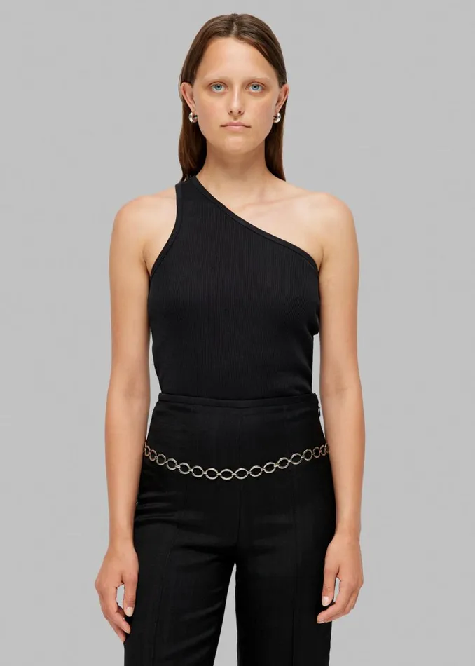 The Frankie Shop Rhe Asymmetric Rib Top 8211 Noir Shop Tops