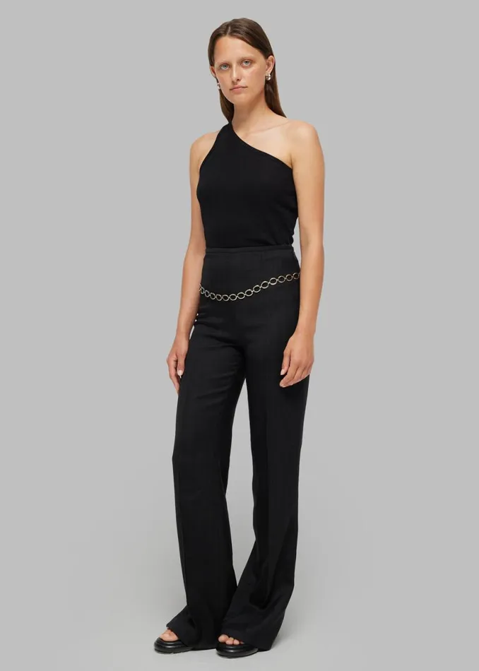 The Frankie Shop Rhe Asymmetric Rib Top 8211 Noir Shop Tops