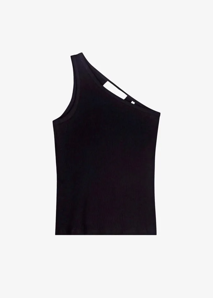 The Frankie Shop Rhe Asymmetric Rib Top 8211 Noir Shop Tops