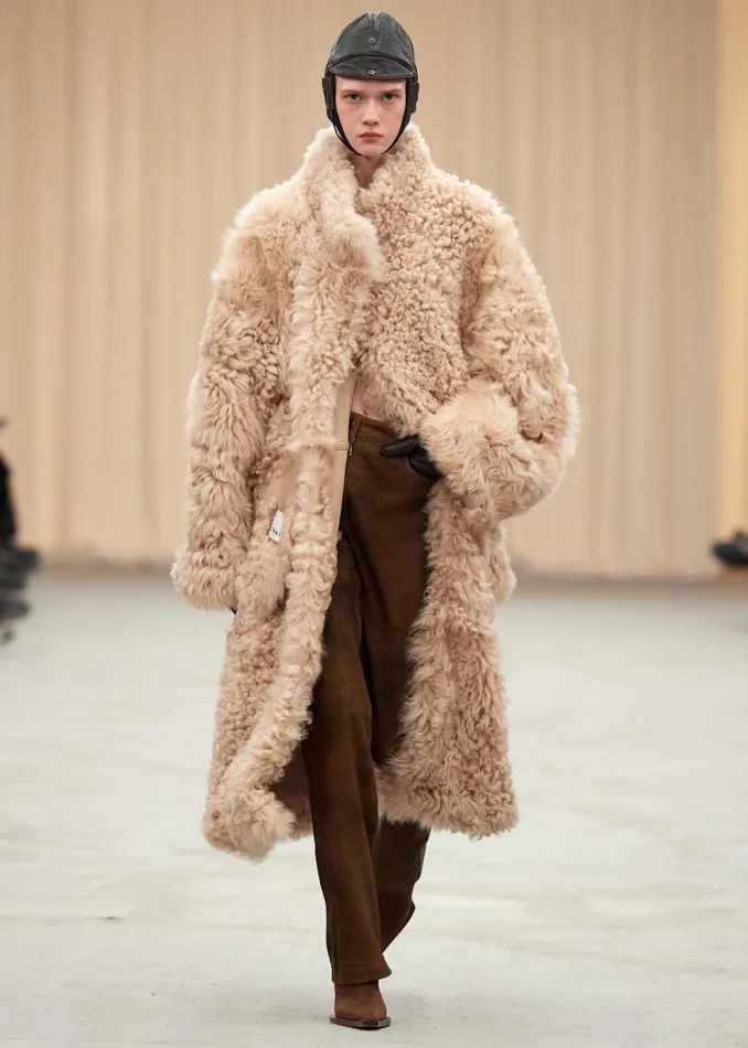 The Frankie Shop REMAIN Long Hair Shearling Coat 8211 Pebble Shop Clothing