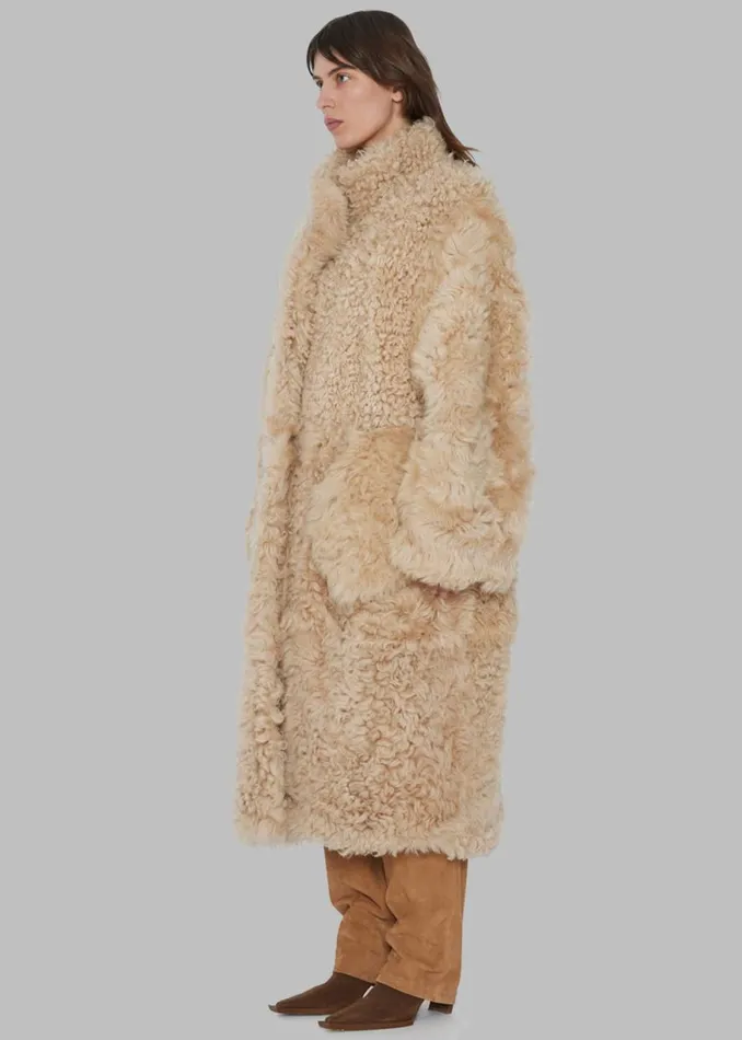 The Frankie Shop REMAIN Long Hair Shearling Coat 8211 Pebble Shop Clothing