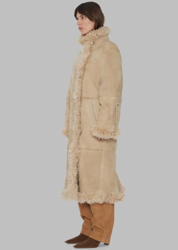 The Frankie Shop REMAIN Long Hair Shearling Coat 8211 Pebble Shop Clothing