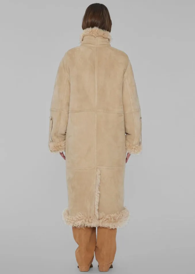 The Frankie Shop REMAIN Long Hair Shearling Coat 8211 Pebble Shop Clothing