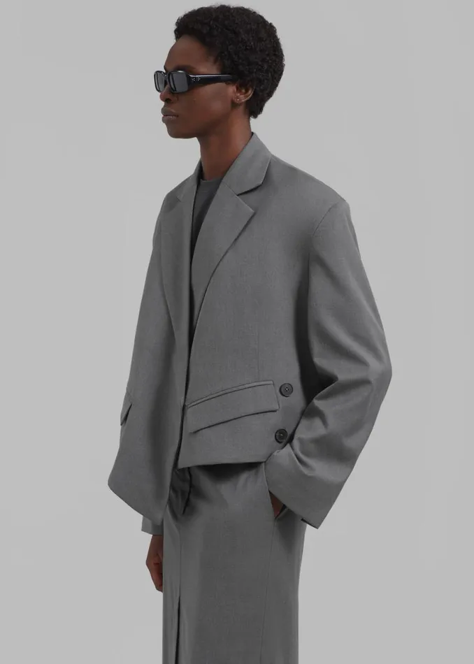 The Frankie Shop REMAIN Overlap Suiting Blazer 8211 Dark Gull Gray Shop Clothing