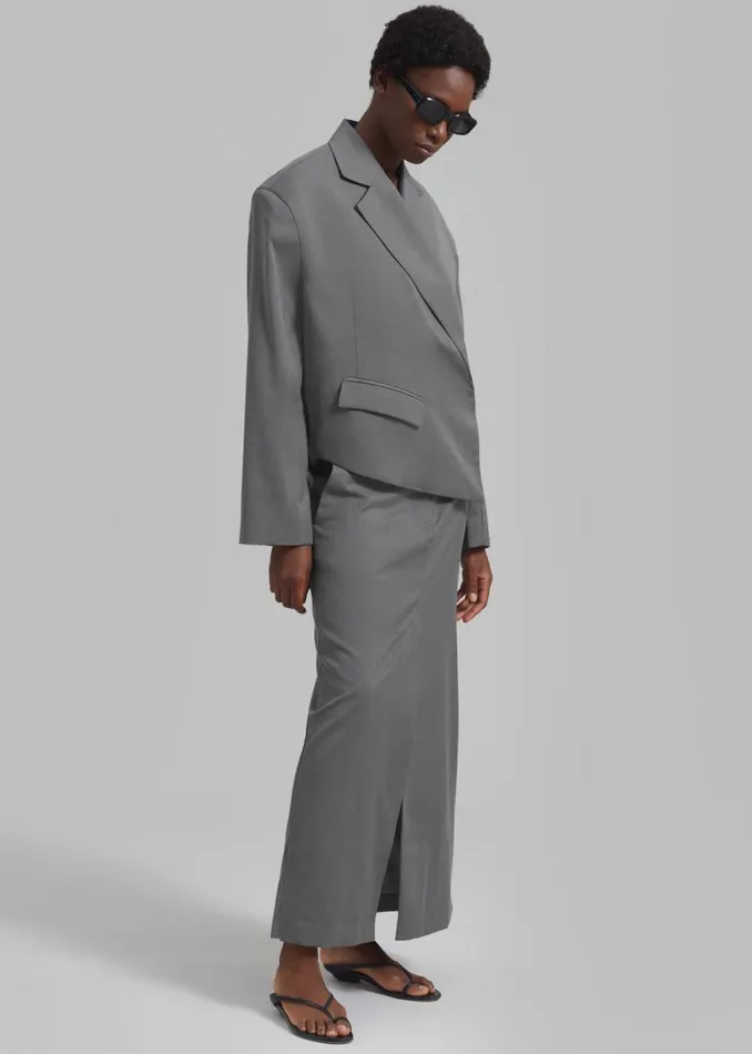 The Frankie Shop REMAIN Overlap Suiting Blazer 8211 Dark Gull Gray Shop Clothing