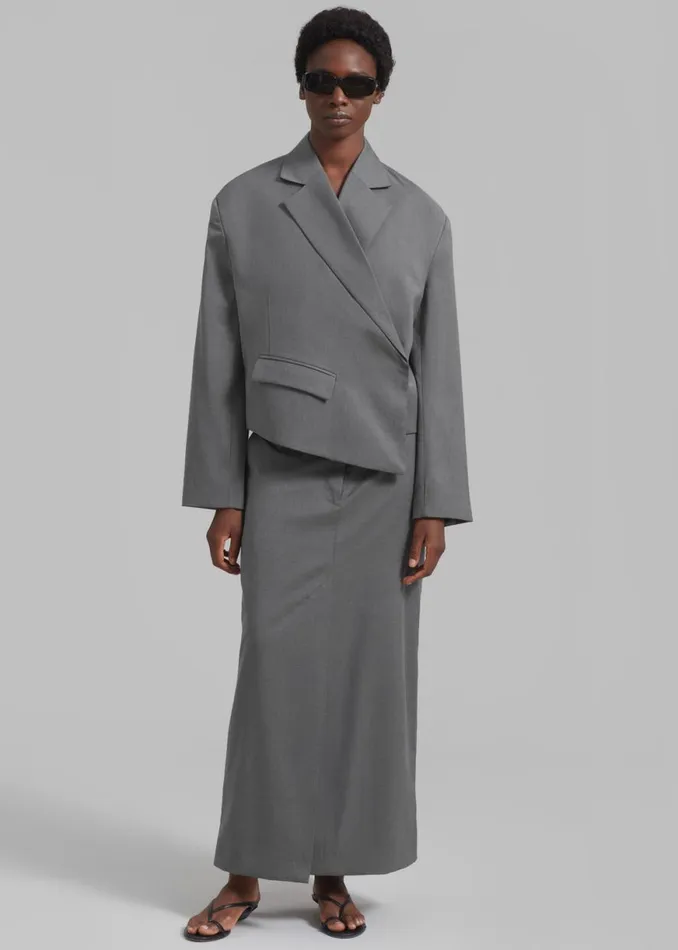 The Frankie Shop REMAIN Overlap Suiting Blazer 8211 Dark Gull Gray Shop Clothing