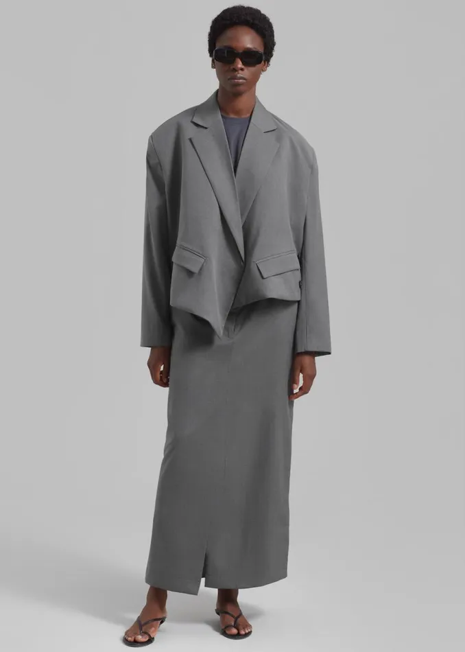 The Frankie Shop REMAIN Overlap Suiting Blazer 8211 Dark Gull Gray Shop Clothing