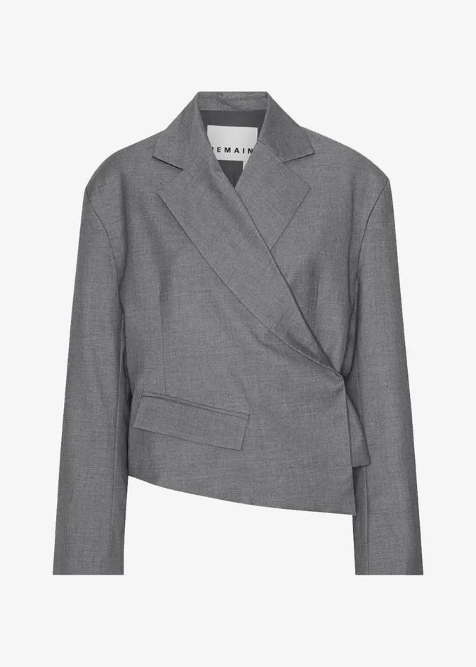 The Frankie Shop REMAIN Overlap Suiting Blazer 8211 Dark Gull Gray Shop Clothing