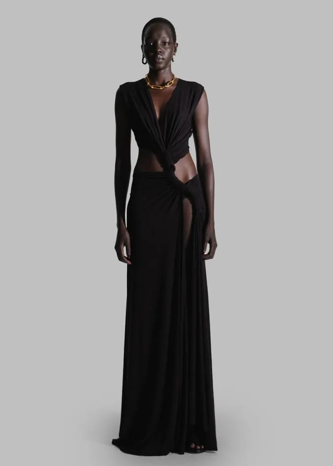 The Frankie Shop Sid Neigum Triple Loop Knit Dress 8211 Black Shop Dresses