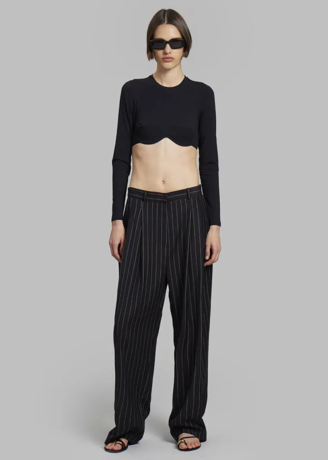 The Frankie Shop Sybil Trousers 8211 Black Pinstripe Shop Bottoms
