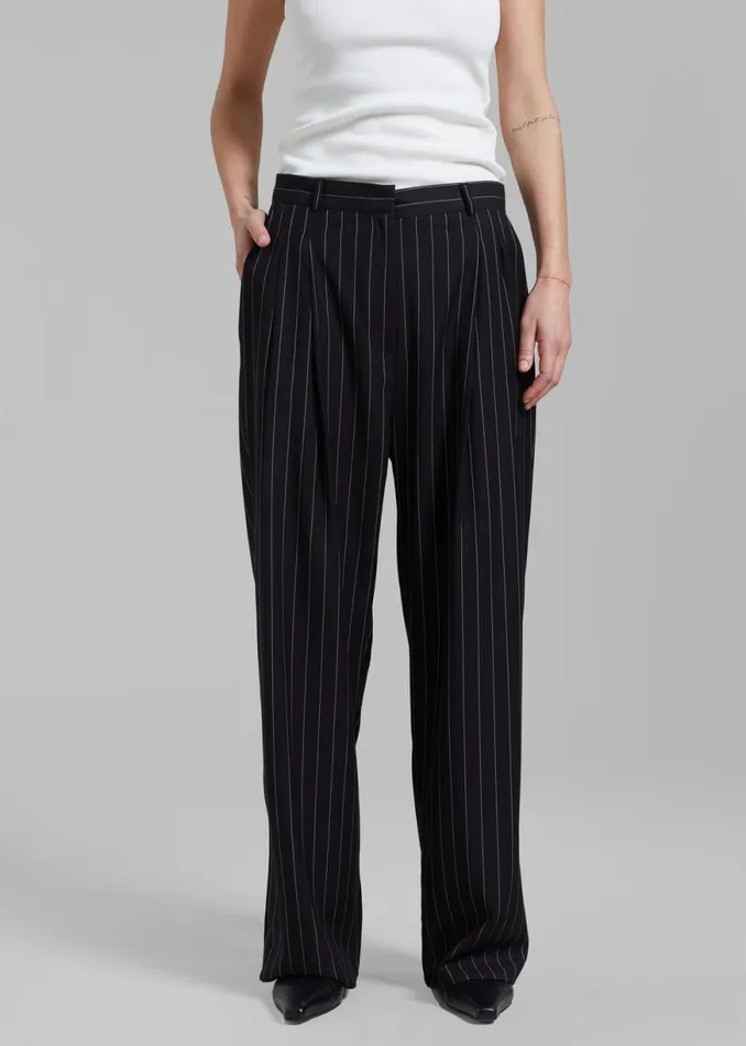 The Frankie Shop Sybil Trousers 8211 Black Pinstripe Shop Bottoms