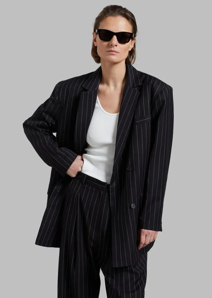 The Frankie Shop Sybil Trousers 8211 Black Pinstripe Shop Bottoms