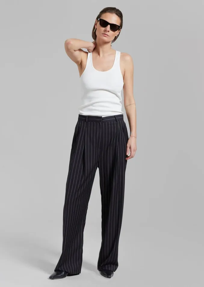 The Frankie Shop Sybil Trousers 8211 Black Pinstripe Shop Bottoms