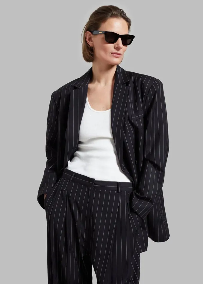 The Frankie Shop Sybil Trousers 8211 Black Pinstripe Shop Bottoms