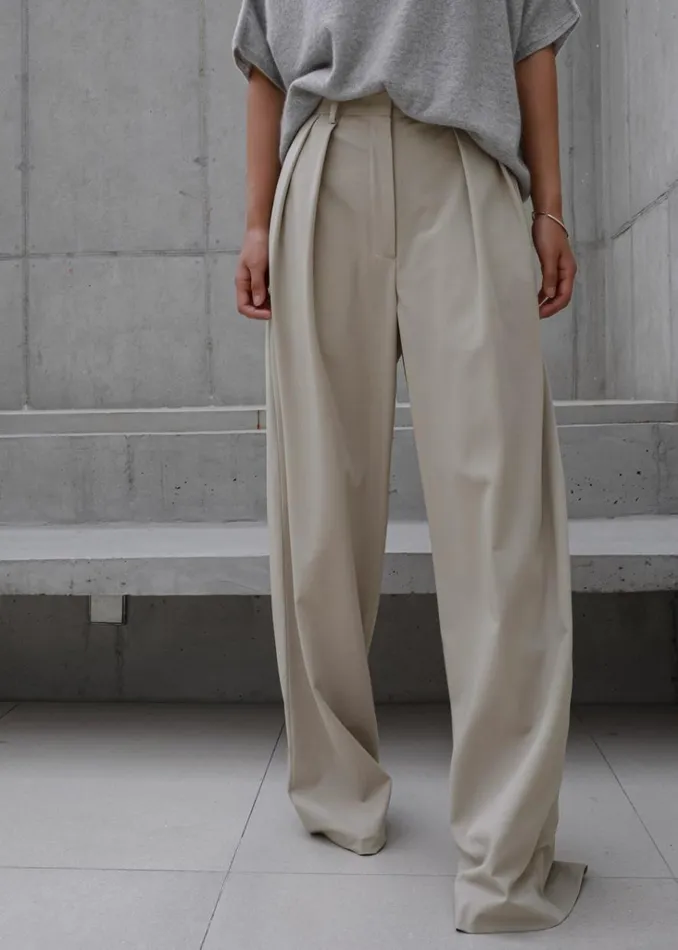 The Frankie Shop Tansy Pleated Trousers 8211 Beige Shop Bottoms