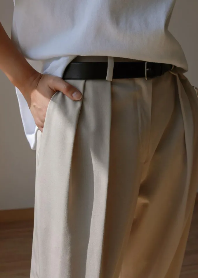 The Frankie Shop Tansy Pleated Trousers 8211 Beige Shop Bottoms