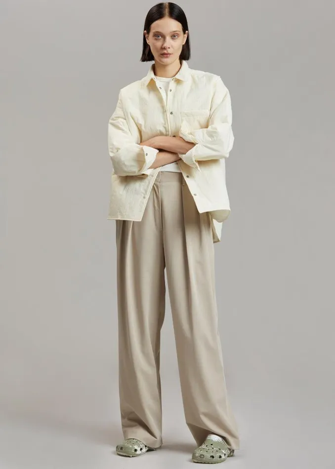 The Frankie Shop Tansy Pleated Trousers 8211 Beige Shop Bottoms