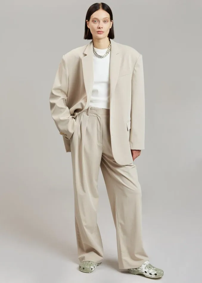 The Frankie Shop Tansy Pleated Trousers 8211 Beige Shop Bottoms