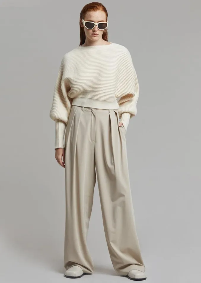 The Frankie Shop Tansy Pleated Trousers 8211 Beige Shop Bottoms