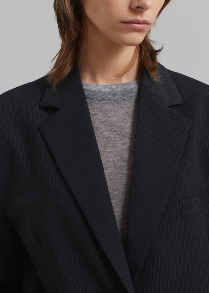 The Frankie Shop Wilma Blazer 8211 Black Pinstripe Shop Outerwear