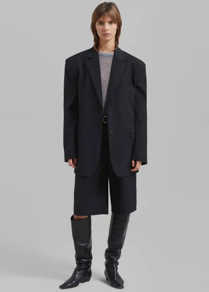 The Frankie Shop Wilma Blazer 8211 Black Pinstripe Shop Outerwear