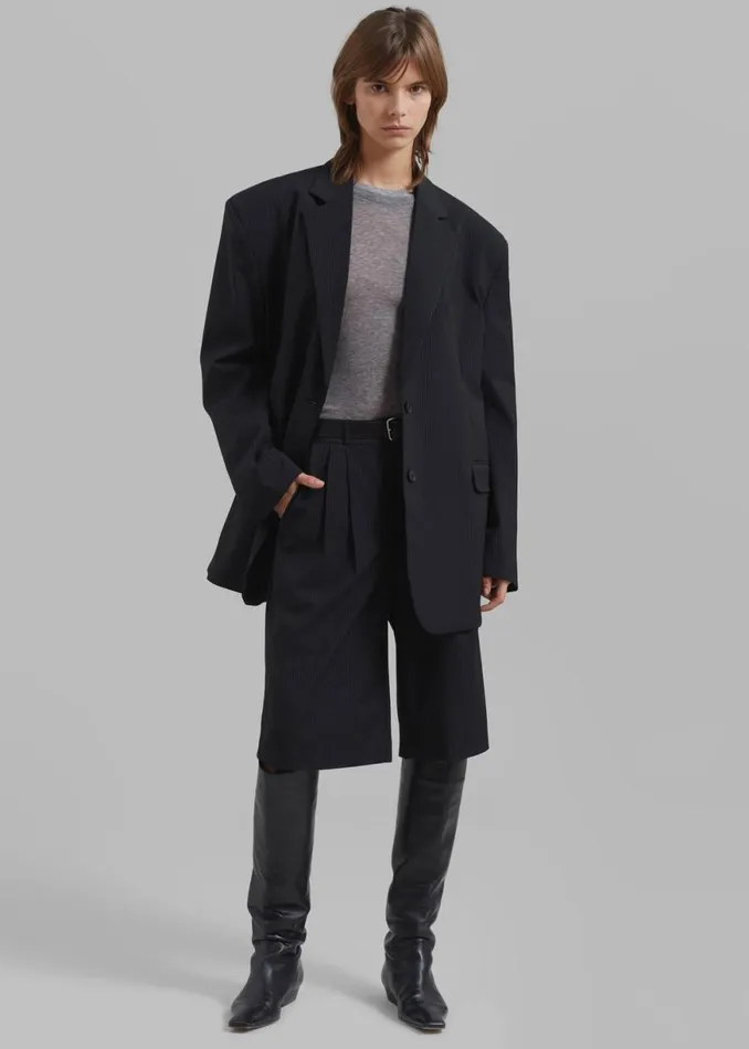 The Frankie Shop Wilma Blazer 8211 Black Pinstripe Shop Outerwear